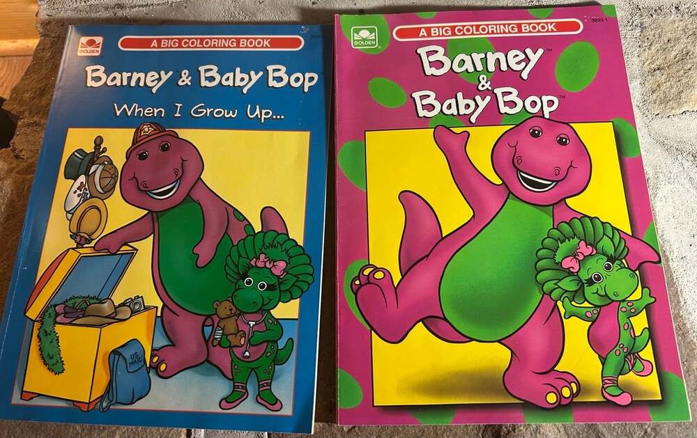 VTG 1993 Barney the Dinosaur Coloring Books lot of two ( used)